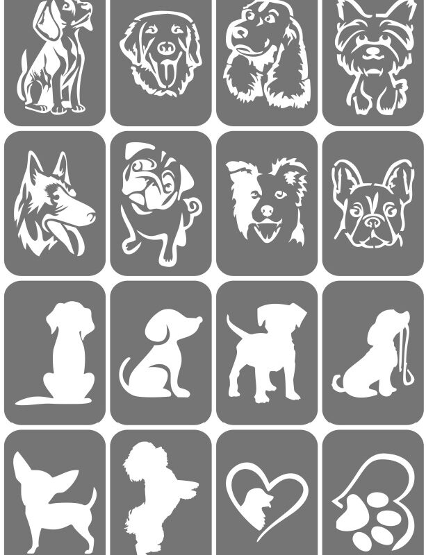 Zestaw szablonów do tatuaży - Psy