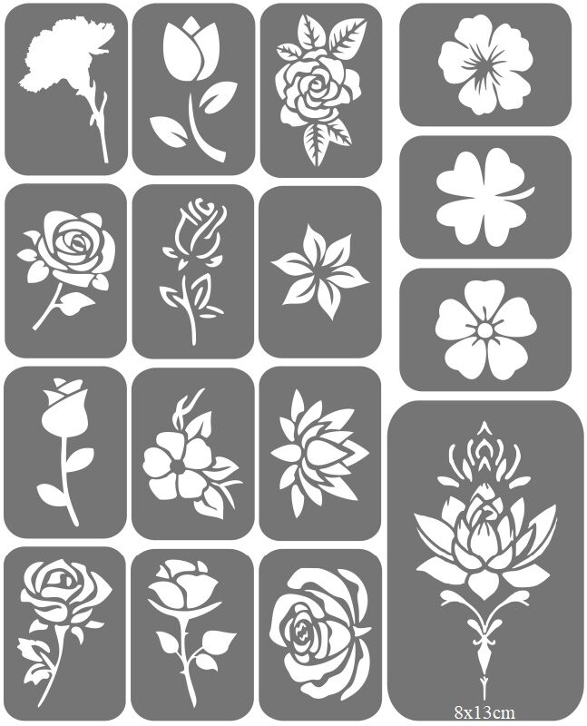 Zestaw szablonów do tatuaży - Kwiaty