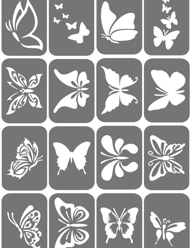 Zestaw szablonów do tatuaży - Motyle