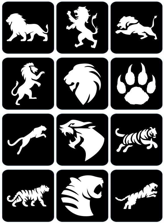 Lwy, tygrysy - ekspresowe szablony do tatuaży