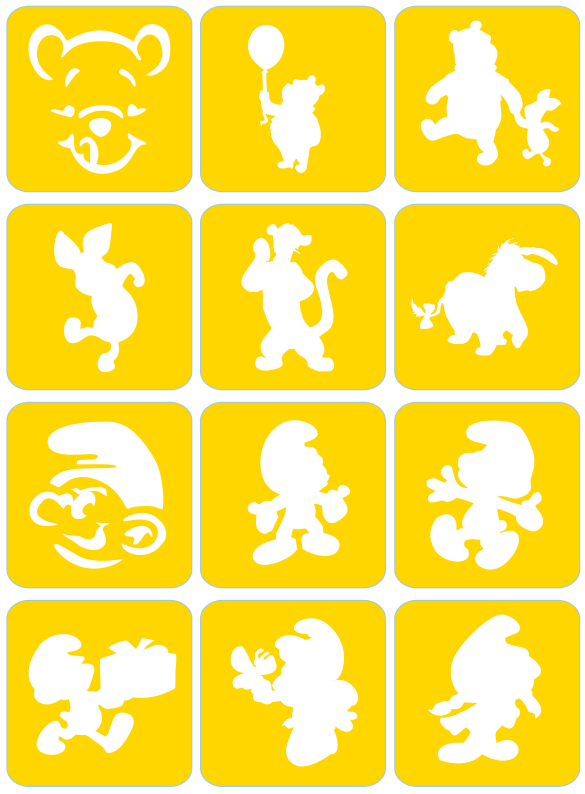 Kubuś Puchatek, Smerfy - ekspresowe szablony do tatuaży