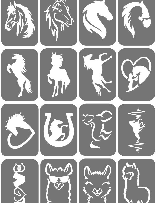 Zestaw szablonów do tatuaży - Konie