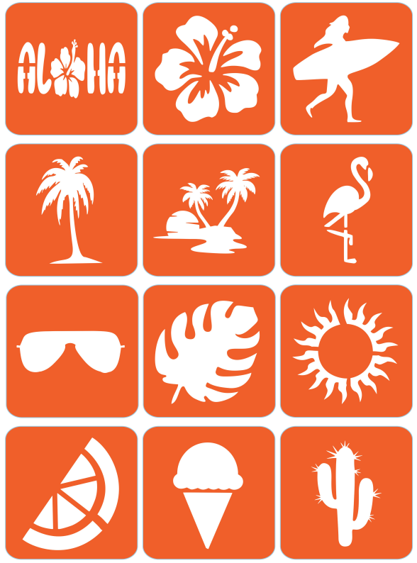 Wakacje, lato, hawajskie - ekspresowe szablony do tatuaży