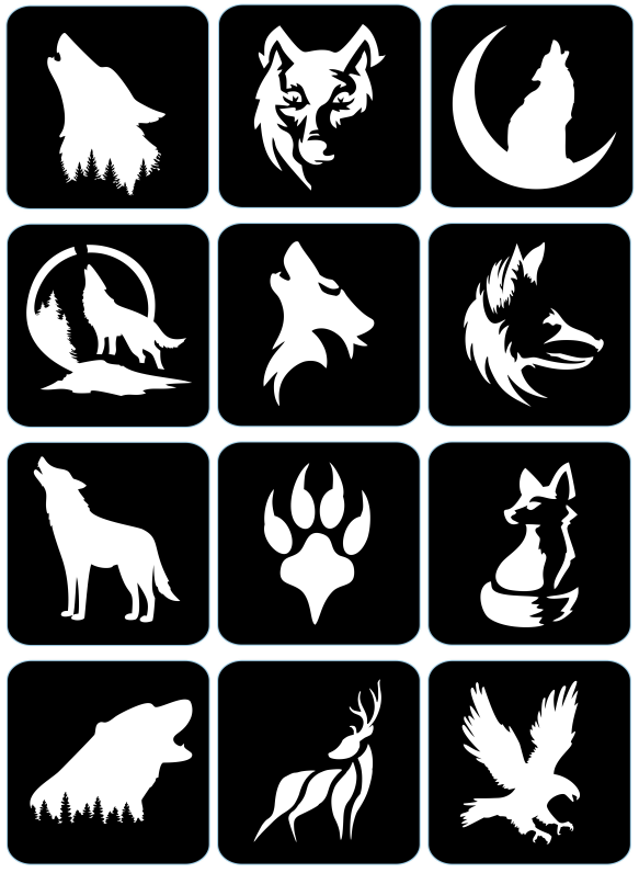 Wilki, dzikie zwierzęta - ekspresowe szablony do tatuaży