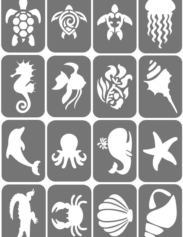 Zestaw szablonów do tatuaży - Morskie
