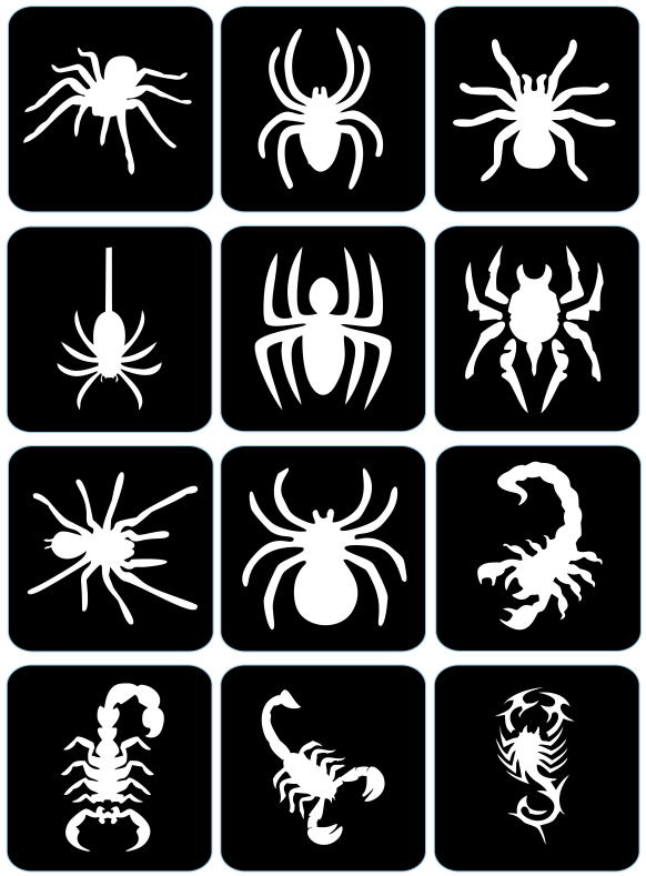 Pająki, skorpiony - ekspresowe szablony do tatuaży