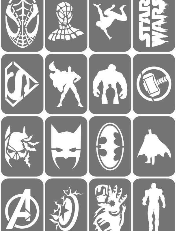 Zestaw szablonów do tatuaży - Superbohaterowie