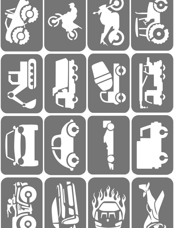 Zestaw szablonów do tatuaży - Pojazdy, motoryzacyjne, auta