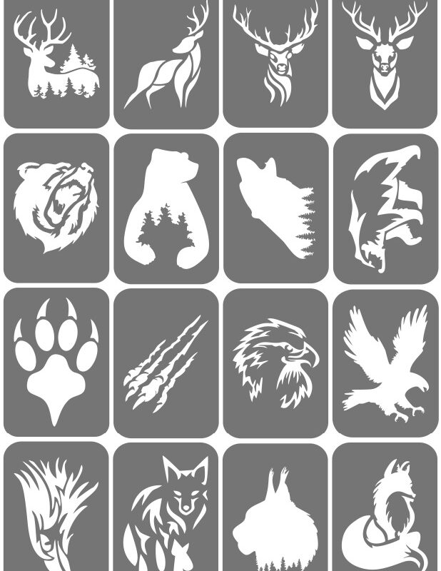 Zestaw szablonów do tatuaży - Dzikie zwierzęta