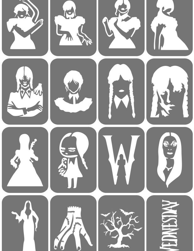 Zestaw szablonów do tatuaży - Wednesday