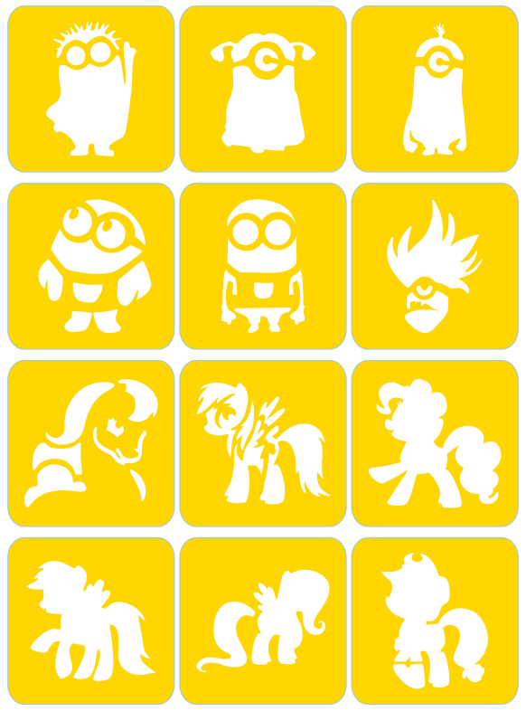 Minionki, kucyk Pony - ekspresowe szablony do tatuaży