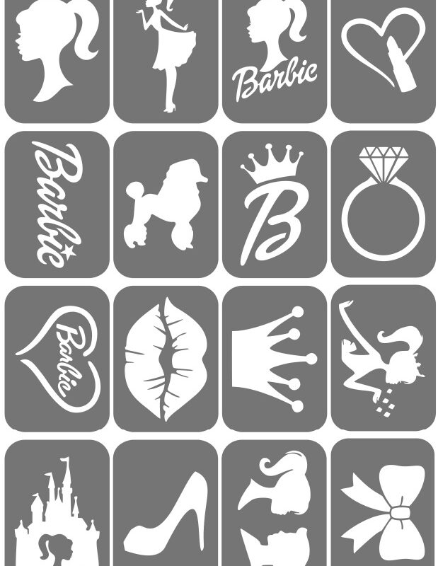 Zestaw szablonów do tatuaży - Barbie
