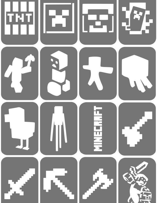 Zestaw szablonów do tatuaży - Minecraft
