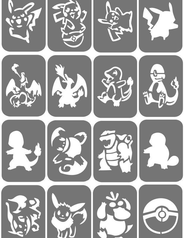 Zestaw szablonów do tatuaży - Pokemony