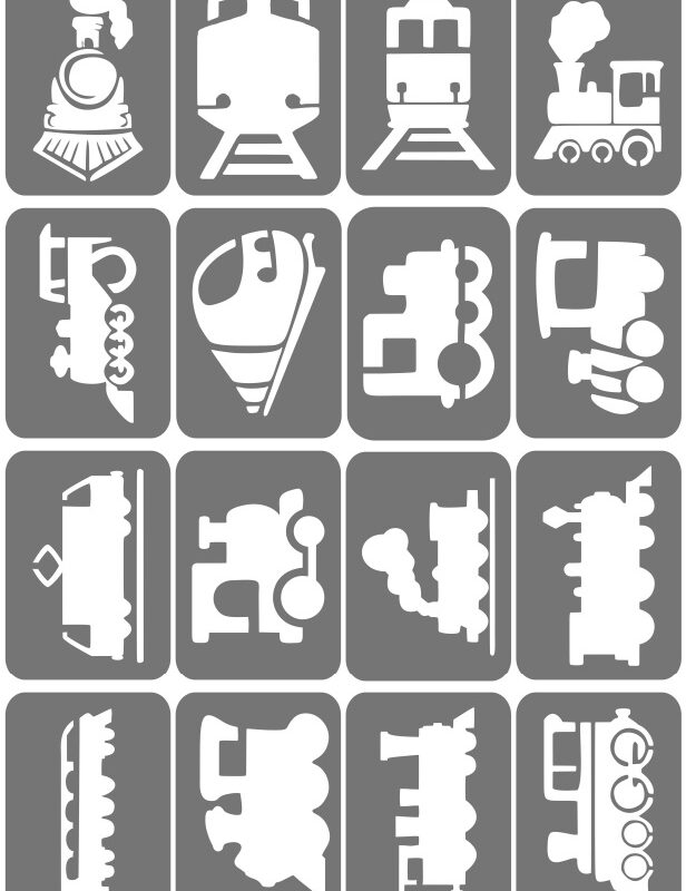 Zestaw szablonów do tatuaży - Pociągi