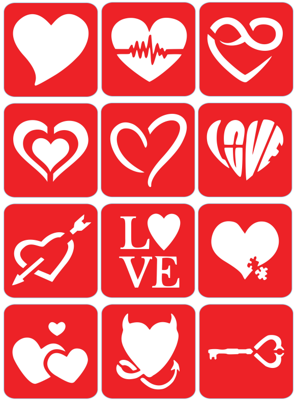 Serca, walentynki - ekspresowe szablony do tatuaży