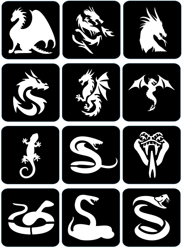 Węże, smoki - ekspresowe szablony do tatuaży