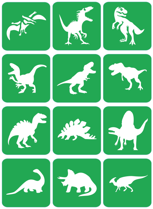 Zestaw ekspresowych szablonów do tatuaży - Dinozaury