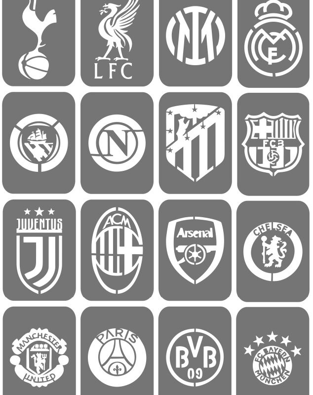 Zestaw szablonów do tatuaży - Kluby piłkarskie, Herby