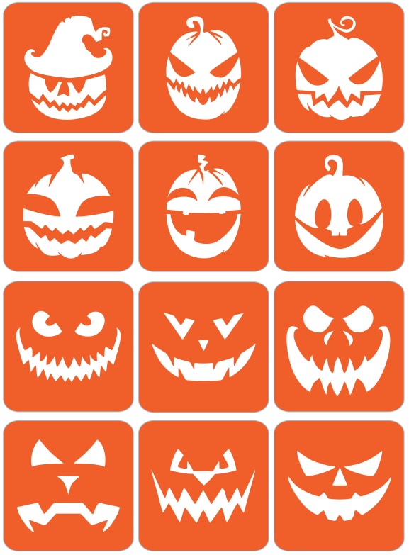 Zestaw ekspresowych szablonów do tatuaży - DYNIE/HALLOWEEN