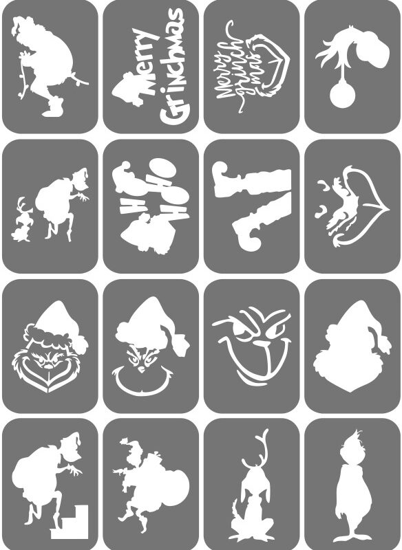 Zestaw szablonów do tatuaży - Grinch