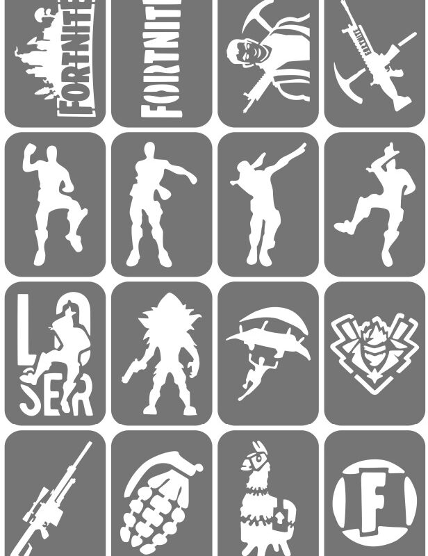 Zestaw szablonów do tatuaży - Fortnite