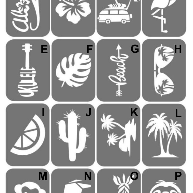 Szablony do tatuaży XL - Wakacje, lato, hawajskie