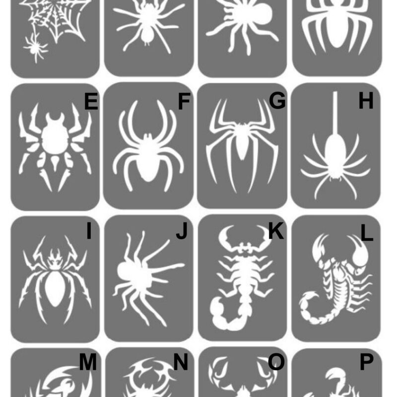 Szablony do tatuaży XL - Pająki, skorpiony