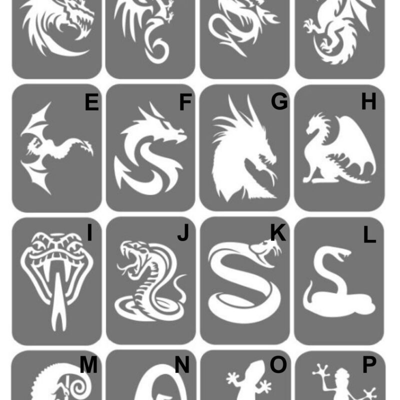 Szablony do tatuaży XL - Smoki, węże