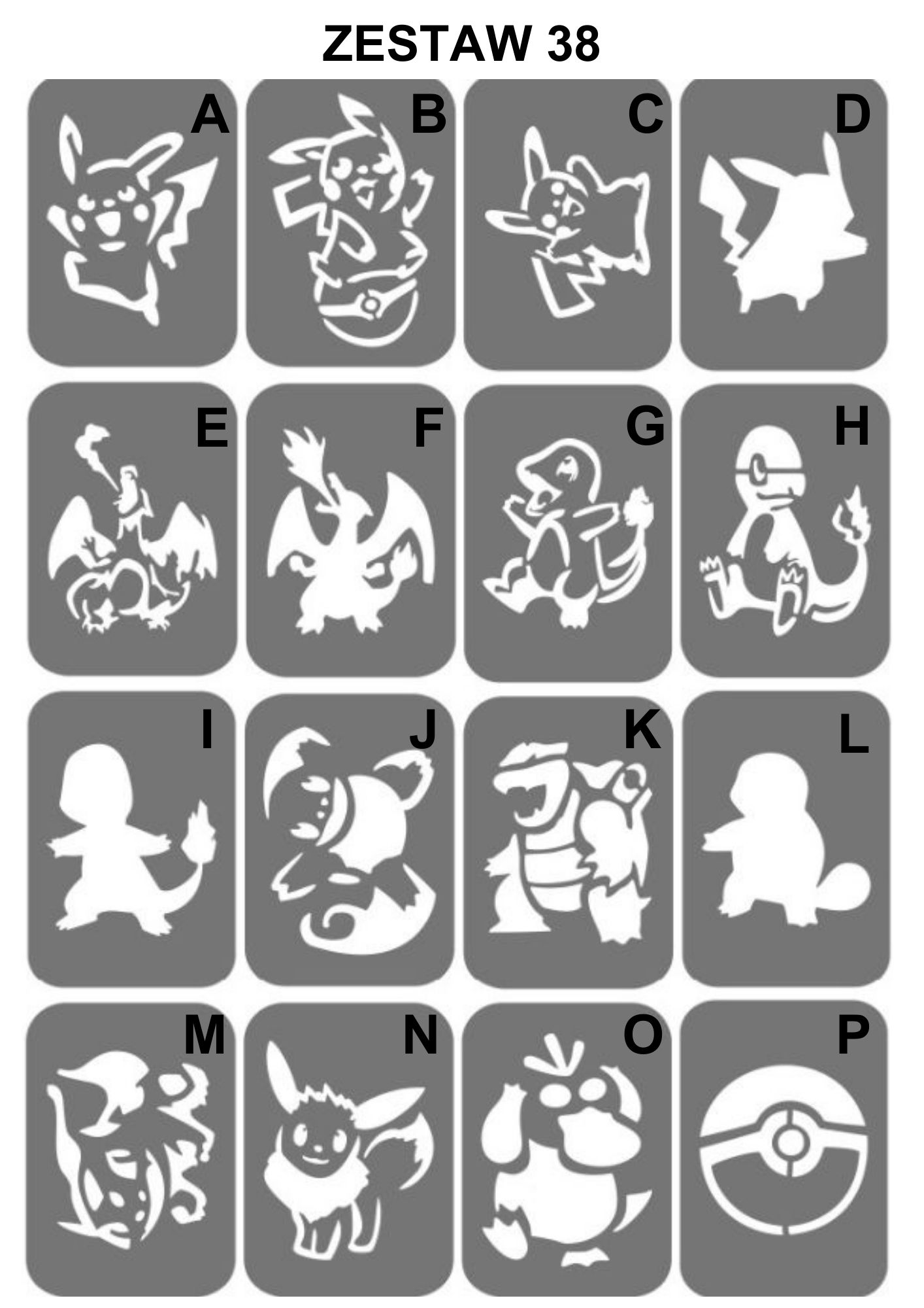 Szablony do tatuaży XL - Pokemony