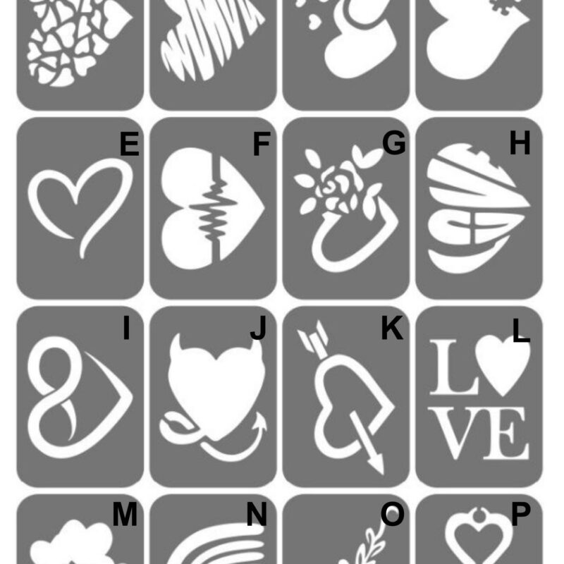 Szablony do tatuaży XL - Serca, love, walentynki