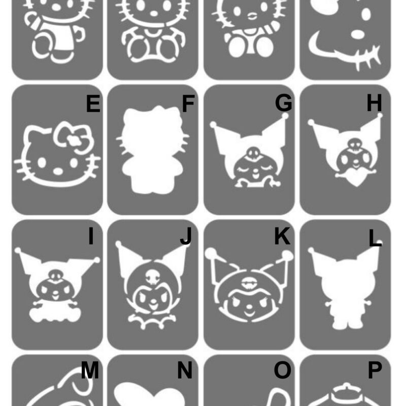 Szablony do tatuaży XL - Hello Kitty, Kuromi