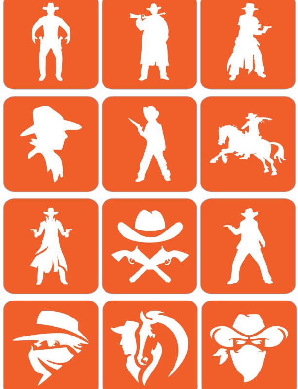 Kowboje - ekspresowe szablony do tatuaży