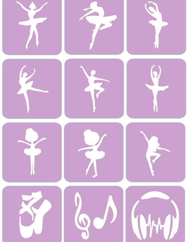Balet, muzyczne - ekspresowe szablony do tatuaży