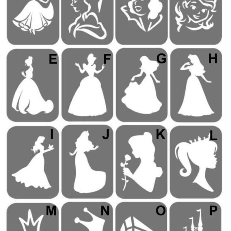 Szablony do tatuaży XL - Księżniczki