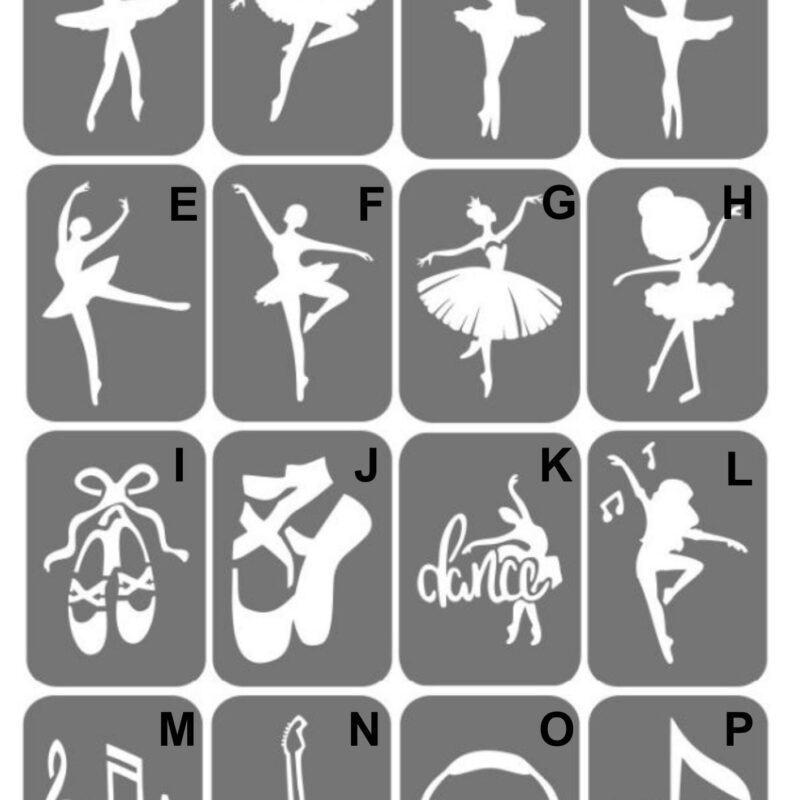 Szablony do tatuaży XL - Balet, taniec, muzyka
