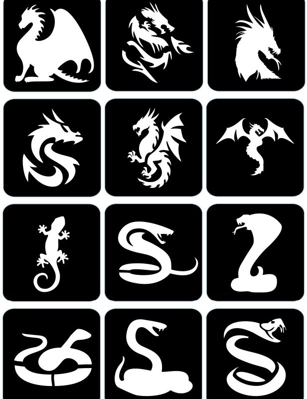 Węże, smoki - ekspresowe szablony do tatuaży