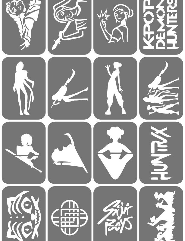 Zestaw szablonów do tatuaży - HUNTRIX DEMON HUNTERS