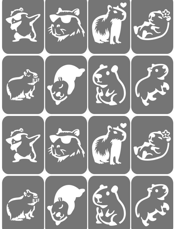 Zestaw szablonów do tatuaży - Kapibary